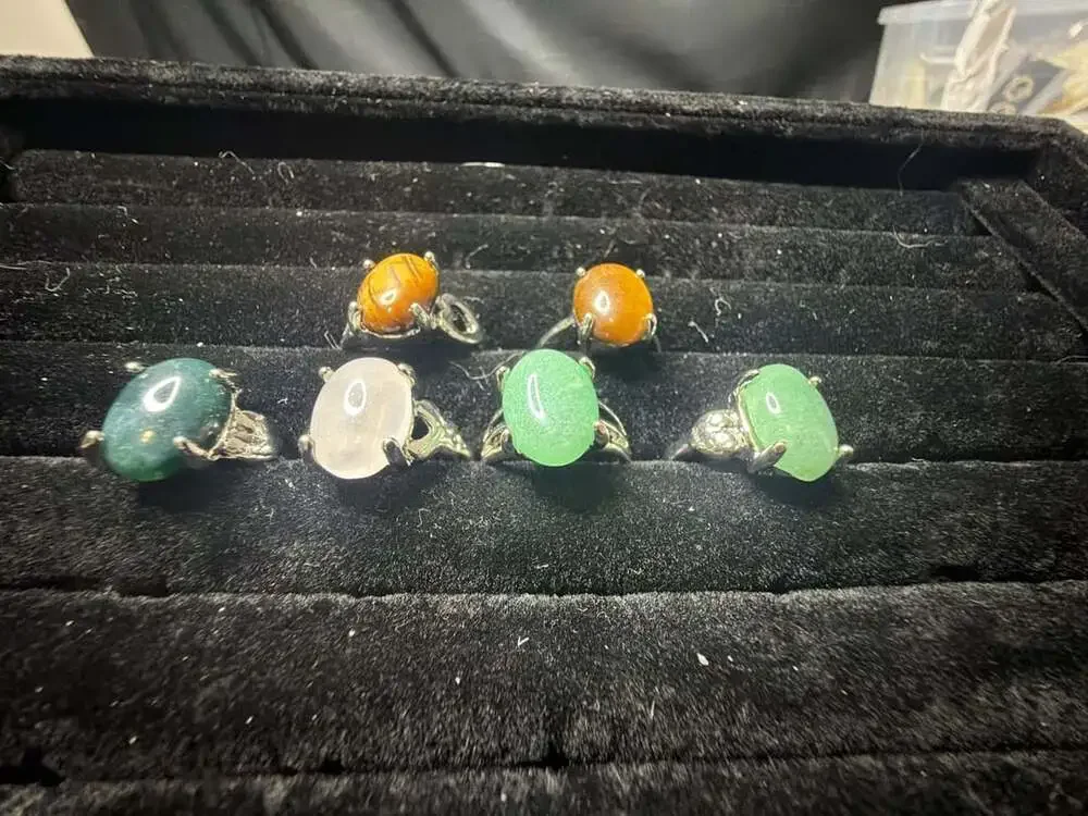Natural Stone Gemstone Ring Bundle Size 6